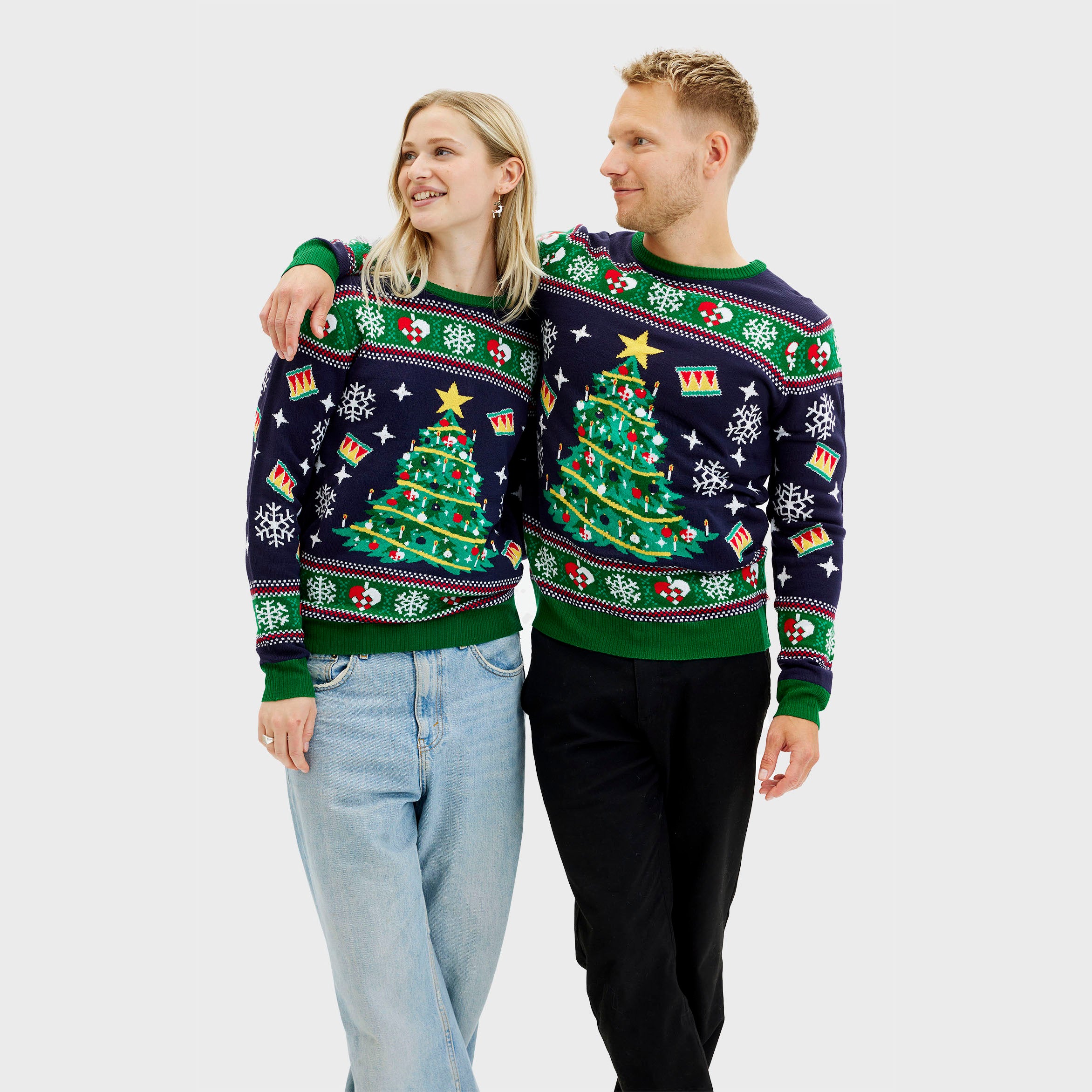 Kerstboom Kersttrui Blauw - Dames